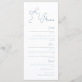 Whimsical Hand gezeichnete Bow Light Blue Wedding  Menükarte (Vorderseite)