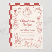 Whimsical Hand gezeichnete Weihnachtsfeiertage Par Einladung (Vorne/Hinten)