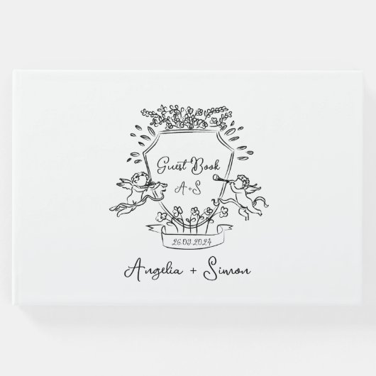 Whimsical Hand gezeichnetes Wappen Gästebuch (Vorderseite)