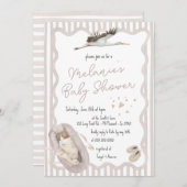 Whimsical Hand gezogen Beige Neutral Baby Dusche Einladung (Vorne/Hinten)