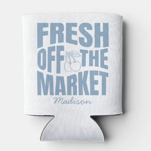 Whimsical Hand gezogen Blue Fresh vom Markt Dosenkühler (Rückseite)