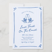 Whimsical Hand gezogen Blue Letzten Toast an der K Einladung (Vorderseite)