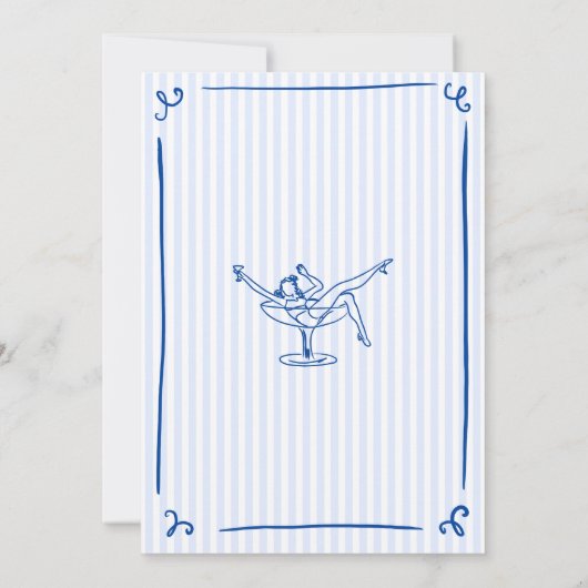 Whimsical Hand gezogen Blue Letzten Toast an der K Einladung (Rückseite)