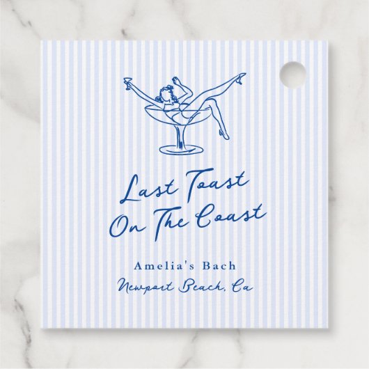 Whimsical Hand gezogen Blue Letzten Toast an der K Geschenkanhänger (Rückseite)