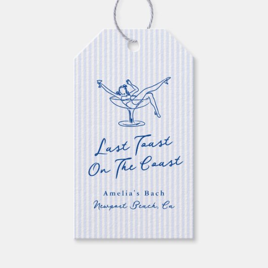 Whimsical Hand gezogen Blue Letzten Toast an der K Geschenkanhänger (Vorderseite)