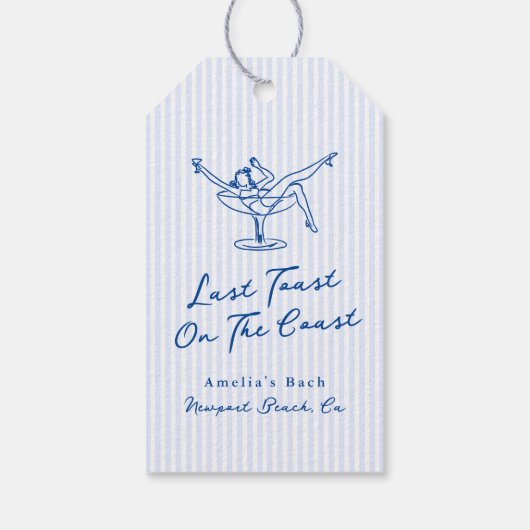 Whimsical Hand gezogen Blue Letzten Toast an der K Geschenkanhänger (Rückseite)