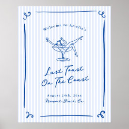 Whimsical Hand gezogen Blue Letzten Toast an der K Poster