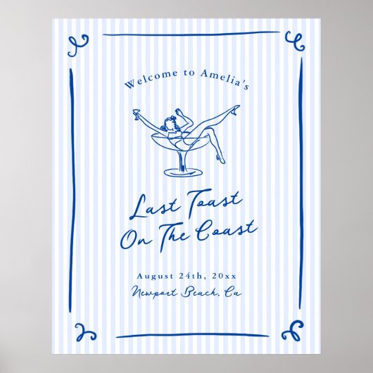 Whimsical Hand gezogen Blue Letzten Toast an der K Poster (Vorne)