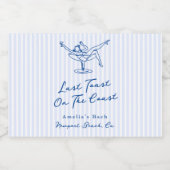 Whimsical Hand gezogen Blue Letzten Toast an der K Schaumweinetikett (Einzelnes Label)