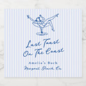 Whimsical Hand gezogen Blue Letzten Toast an der K Schaumweinetikett (Einzelnes Label)