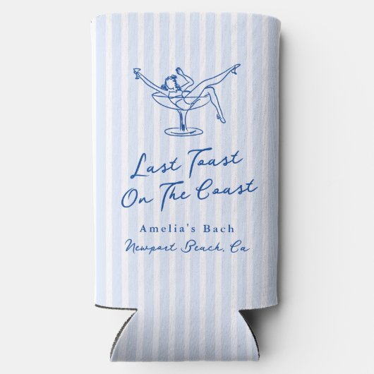 Whimsical Hand gezogen Blue Letzten Toast an der K Selters Dosenkühler (Rückseite)