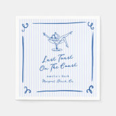 Whimsical Hand gezogen Blue Letzten Toast an der K Serviette (Vorderseite)