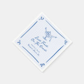 Whimsical Hand gezogen Blue Letzten Toast an der K Serviette (Ecke)