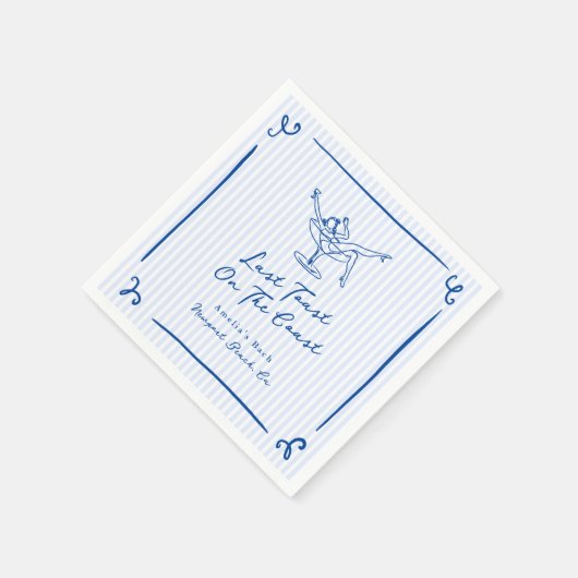 Whimsical Hand gezogen Blue Letzten Toast an der K Serviette (Ecke)