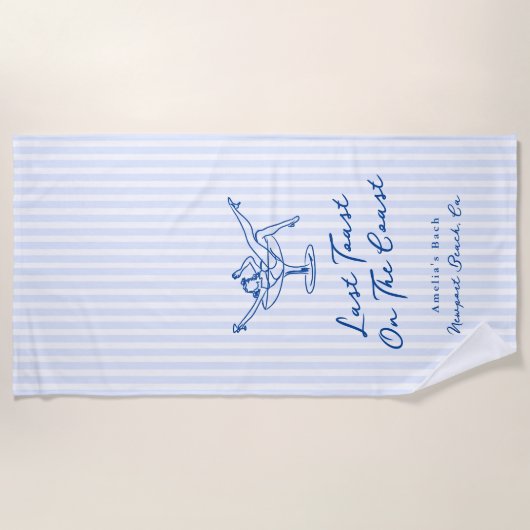 Whimsical Hand gezogen Blue Letzten Toast an der K Strandtuch (Vorderseite)