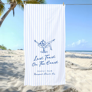 Whimsical Hand gezogen Blue Letzten Toast an der K Strandtuch