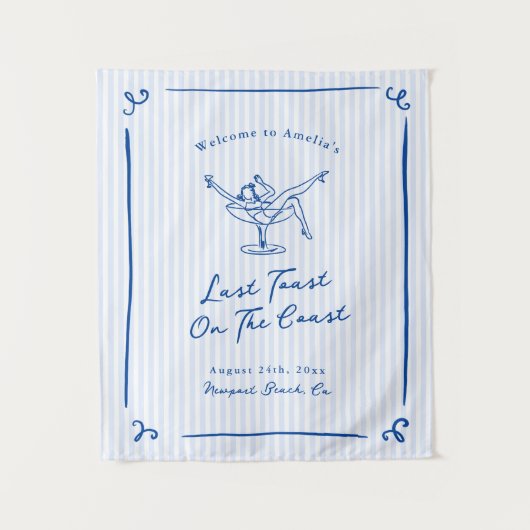 Whimsical Hand gezogen Blue Letzten Toast an der K Wandteppich (Vorderseite)