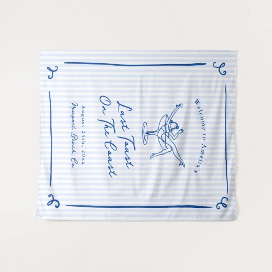 Whimsical Hand gezogen Blue Letzten Toast an der K Wandteppich (Vorderseite (Horizontal))