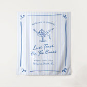 Whimsical Hand gezogen Blue Letzten Toast an der K Wandteppich (Vorderseite)