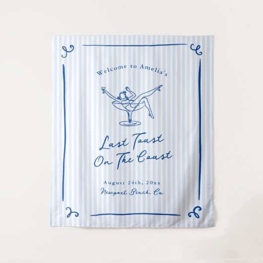 Whimsical Hand gezogen Blue Letzten Toast an der K Wandteppich (Vorderseite)