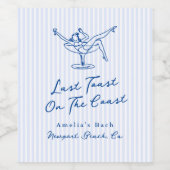 Whimsical Hand gezogen Blue Letzten Toast an der K Weinetikett (Einzelnes Label)