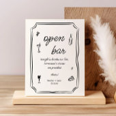 Whimsical Hand gezogen Französisch Open Bar Sign Poster