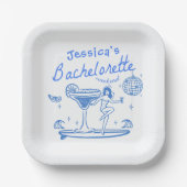 Whimsical Hand gezogen Funky Beach Bachelorette Pappteller (Vorderseite)