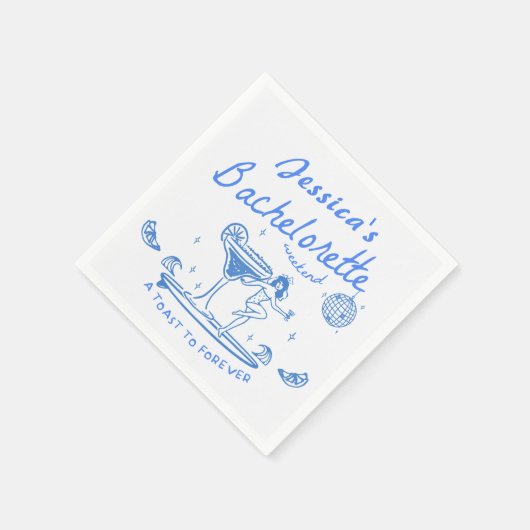 Whimsical Hand gezogen Funky Beach Bachelorette Serviette (Ecke)