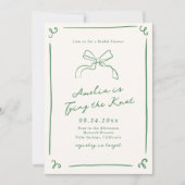 Whimsical Hand gezogen Grün binden den Knoten Einladung (Vorderseite)