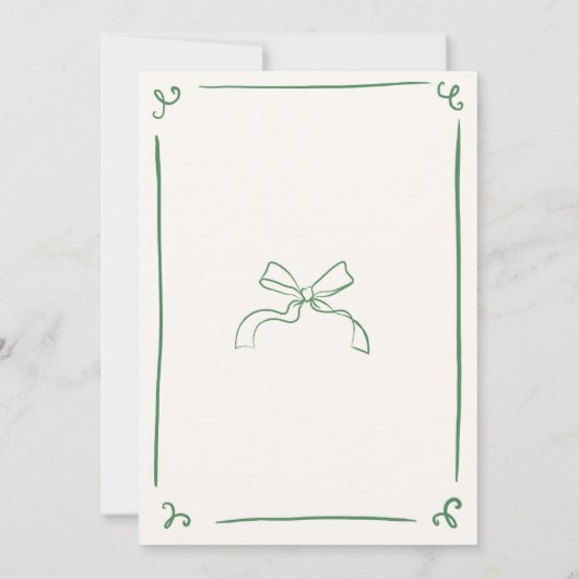Whimsical Hand gezogen Grün binden den Knoten Einladung (Rückseite)
