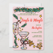 Whimsical Hand gezogen Jingle und Mingle Weihnacht Einladung (Vorderseite)