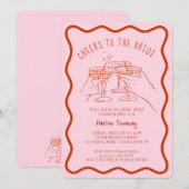 Whimsical Hand gezogen jubeln an die Braut Einladung (Vorne/Hinten)