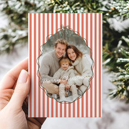 Whimsical Hand gezogen Rahmen Rote Streifen Weihna Feiertagskarte