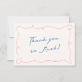 Whimsical Hand gezogen Rosa & Blau Vielen Dank Einladung (Vorderseite)