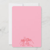 Whimsical Hand gezogen rosa rosa Anrufer an die Br Einladung (Rückseite)