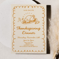 Whimsical Hand gezogen Türkei Erntedank Abendessen