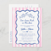 Whimsical Hand gezogen zwei weniger Fische im Meer Ankündigungspostkarte (Vorne/Hinten)