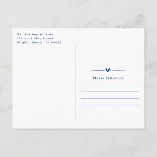 Whimsical Hand gezogen zwei weniger Fische im Meer Ankündigungspostkarte (Rückseite)