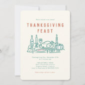 Whimsical Hand Illustriert Erntedank Dinner Einladung (Vorderseite)