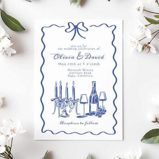 Whimsical Hand Letted Illustriert Dinner Hochzeit Einladung