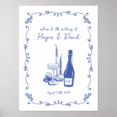 Whimsical Hand Letted Illustriert Dinner Hochzeit Poster (Vorne)