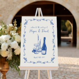 Whimsical Hand Letted Illustriert Dinner Hochzeit Poster
