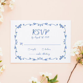 Whimsical Hand Letted Illustriert Dinner Hochzeit RSVP Karte