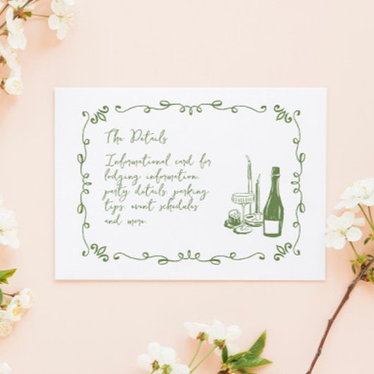 Whimsical Hand Letted Illustriert Info Card RSVP Karte