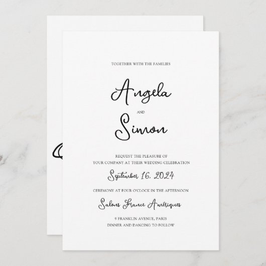 Whimsical Hand Letted Illustriert Wedding Einladung (Vorne/Hinten)