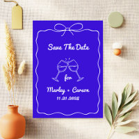 Whimsical Hand Lettered Elegant Royal Blue Wedding