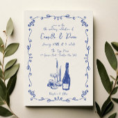 Whimsical Hand Lettered Illustrated Dinner Wedding Einladung
