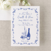 Whimsical Hand Lettered Illustrated Dinner Wedding Einladung