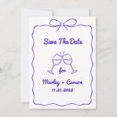 Whimsical Hand Lettered Royal Blue Wedding Save The Date (Vorderseite)