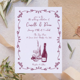 Whimsical Hand Lettisch Illustriertes Abendessen Einladung